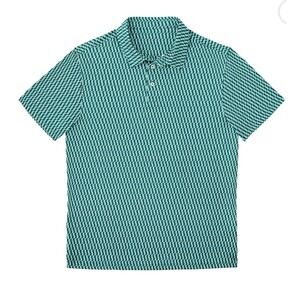 Member's Mark Men's Pattern Polo Size Large Green White Performance Jacquard L